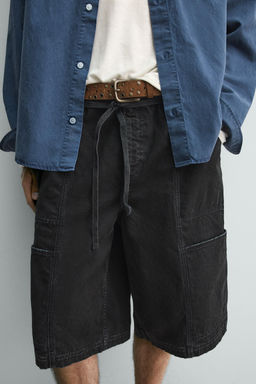 BERMUDA BAGGY FIT CINTUR?N / Negro