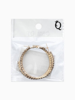 Серьги-кольца со стразами d=4,5см, цвет белый в золоте