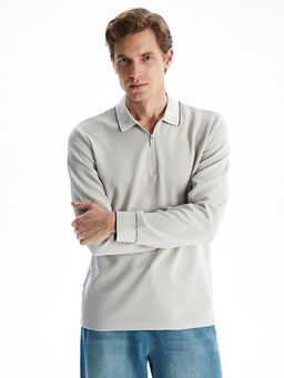 Polo Yaka Uzun Kollu Erkek Sweatshirt