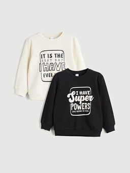 Bisiklet Yaka Erkek ?ocuk Sweatshirt 2li