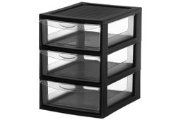 Органайзер 3-х секционный 25*19,5*26 см, черный/прозрачный (модель 596)