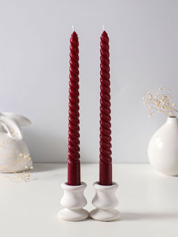 Цена за 2 шт. Свеча витая 25 см (набор 2 шт) 57 гр, 5 ч, цв. бордовый