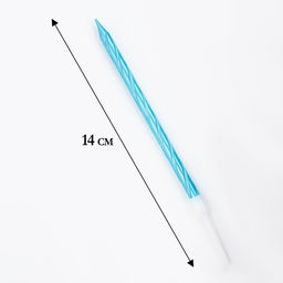 Свечи в торт витые с подставкой, 6 шт, 11 см, небесно-голубой - Страна карнавалия фото 2