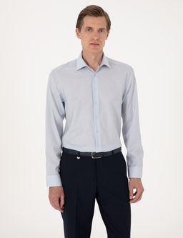 A__k Mavi Slim Fit %100 Y_n Uzun Kollu G_mlek