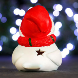 Фигура с подсветкой "Птичка в шарфике и шапке" красная, 9х7х10см