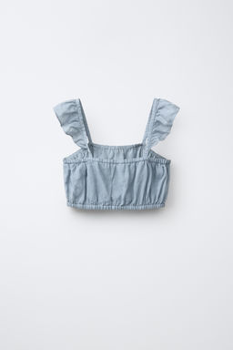TOP CROPPED 100% RAMIO / Azul / Gris - Zara фото 2
