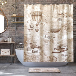 VAL TC-R-1818 Штора для ванной комнаты, полиэстер, 180*180 см, TRAVELLING RETRO, шт
