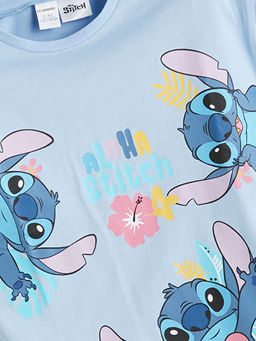 Bisiklet Yaka Stitch Bask?l? K?z ?ocuk Ti??rt