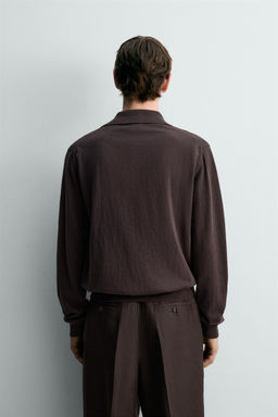 POLO PUNTO ALGOD?N - LINO LIMITED EDITION / Chocolate - Zara фото 3