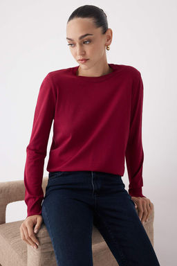 Wardrobe Essentials Pembe Merserize Gorunumlu Ince Basic Triko Kazak | TWOAW26KZ00081 - Trendyolmilla фото 8