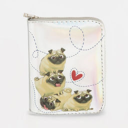 Кошелёк с голографическим эффектом Мопсики, 12.5х9х2 см - Nazamok фото 3