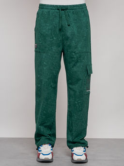 Широкие спортивные брюки трикотажные мужские зеленого цвета 12932Z - Mtforce фото 18