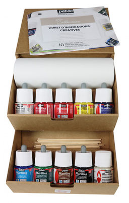 PEBEO Набор красок Marbling Коллекция для техники Эбру с аксессуарами 9 цв. х 45 мл 758495