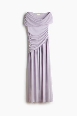 Vestido drapeado de un hombro en punto