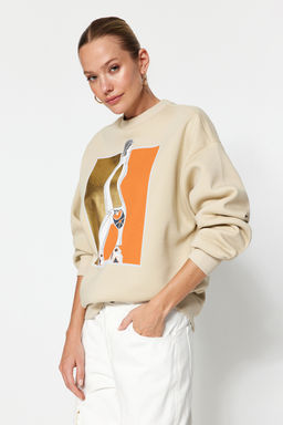 Tas Varak Bask?l? Kal?n Ici Polarl? Bisiklet Yaka Oversize Orme Sweatshirt TWOAW24SW00132 - Trendyolmilla фото 2