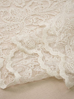 Кружевное полотно Мелодия узоров (фестон с 2х ст.) цв.кремовый, ш.1.3м, хл-80%, нейлон-20% - Купава фото 6