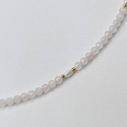 Колье из Розового кварца и Жемчуга 39 см +