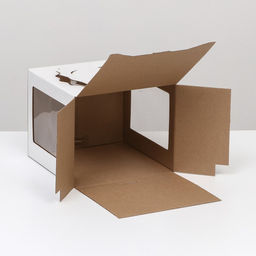 Цена за 5 шт. Коробка под торт 3 окна, с ручками, белая, 24 х 24 х 20 см - UPAK LAND фото 2