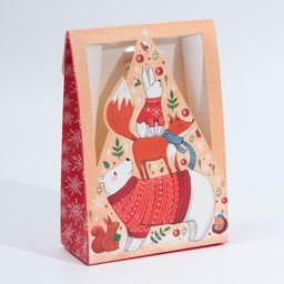 Коробка подарочная новогодняя складная «Зверята», 15 х 7 х 22 см, Новый год