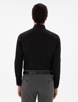 Black Slim Fit Basic рубашка с длинным рукавом - Cacharel фото 5