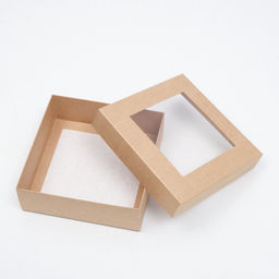 Цена за 5 шт. Коробка складная, крышка-дно, с окном, крафт, 15×15×5 см