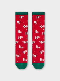 Цена за 5 пар! Высокие детские носки в ярком зеленом цвете с новогодним дизайном - Mark formelle фото 7