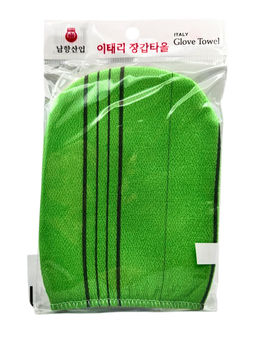 Bath Towel Мочалка-варежка для душа с пилинг-эффектом, уплотненная, зелёный