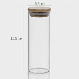 Банка для хранения BellaTenero «Эко», 300 мл, 5.5×15.5 см, с бамбуковой крышкой, стекло, прозрачная