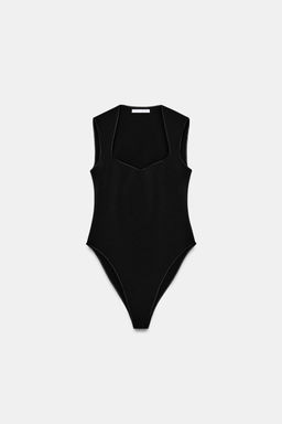 BODY ESCOTE CUADRADO STRETCH / Negro - Zara фото 5