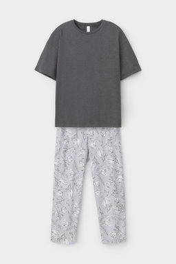 Е 20053/24/серый,нежные цветы пижама жен