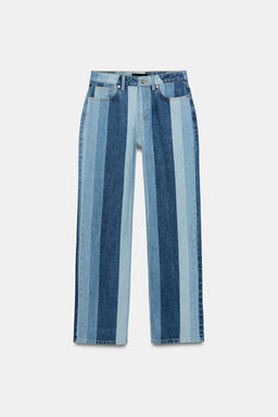 JEANS Z1975 STRAIGHT TIRO MEDIO RAYAS / Azul medio