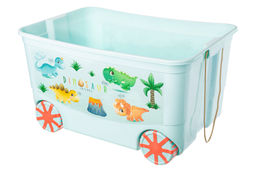 Ящик для игрушек 55 л 61*41*33 см KidsBox  Динозаврики светло-бирюзов с корал.крышк на кол.(449) - Elan gallery фото 3