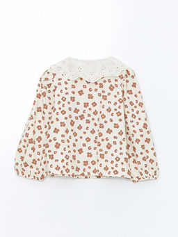 Bebe Yaka ?i?ekli K?z Bebek G?mlek ve ?ort Etek 2li Tak?m - Waikiki фото 3