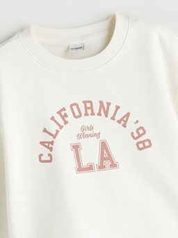 Bisiklet Yaka Bask?l? K?z ?ocuk Sweatshirt