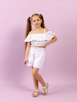 CRB wear / CSJG 90247-20-399 Комплект для девочки (топ, шорты),белый/Ex.Cherubino