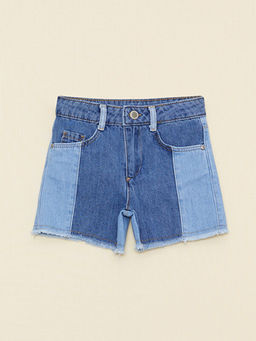 Renk Bloklu K?z ?ocuk Jean ?ort