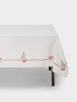 Скатерть, 160х160 см, полиэстер, бежевая, Елка с подарками, Festival