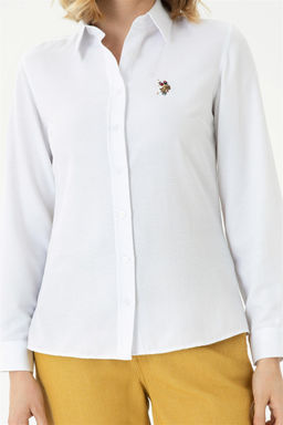 Женская белая базовая рубашка с длинным рукавом - U.s. polo assn фото 6