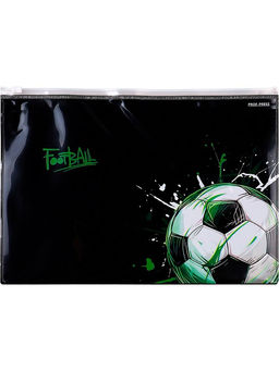 Цена за 2 шт. Папка на молнии А4 Prof-Press "Мяч на черном" (ПК-8678) 180мкм, с рисунком