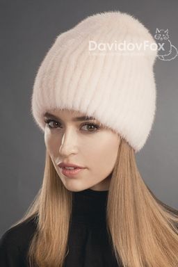 Шапка Бини норка крем