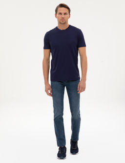 Lacivert Slim Fit Basic Ti__rt