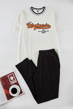 TRENDYOL MAN Ekru Siyah Nak?sl? Regular Fit Orme Pijama Tak?m? TMNAW25PT00034 - Trendyolmilla фото 6