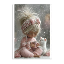 Блокнот, А6, 40 л, арт. 72951 ДЕВОЧКА С БЕЛЫМ КОТЕНКОМ /