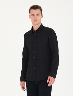 Рубашка Pierre Cardin Slim Fit черная с длинным рукавом