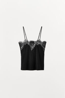 TOP TIRANTES POINTELLE ENCAJE / Negro