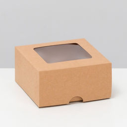 Цена за 10 шт. Коробка складная, крышка-дно, с окном, крафтовая, 10 х 10 х 5 см