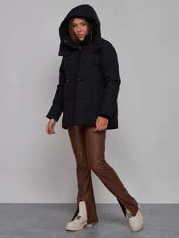 Зимняя женская куртка модная с капюшоном черного цвета 52302Ch - Holdluck фото 8