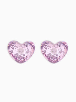 Цена за 2 шт. Серьги с паталью «Сердце блестка», цвет сиреневый в серебре