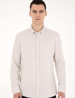Bej Slim Fit Uzun Kollu G_mlek