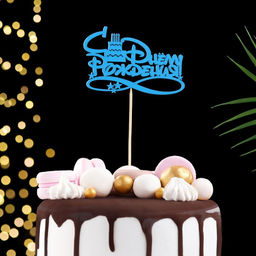 Цена за 5 шт. Топпер С Днём Рождения с тортом 12,58 см Красный 2шт, Синий 2шт, Жёлтый 1шт (5 штук МИКС) - Дарим красиво фото 7